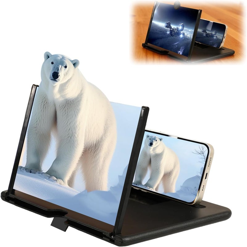 BSonata Screen Magnifier Version, Mobile Phone 3D HD Magnifying Projector Screen Enlarger for Movies, Videos and Gaming, Foldable Holder Stand Compatible with All Phones (Black, 10inch) - Image 1